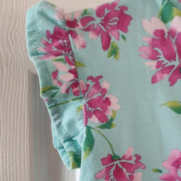 The Children's Place Aqua Floral Ruffle Sleeve Dress with Pink Blooms - Picture 5 of 5